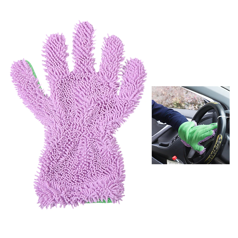 

Double Sided Five Finger Car Gloves Microfiber Thickened Strong Detergency Cleaning Tool Auto Wash Glove Elastic Wrist Wheel Car