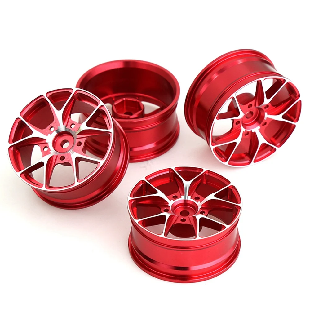 

4Pcs Metal Wheel Rims Wheel Hub for 1/10 RC On-Road Drift Touring Car RedCat,Red