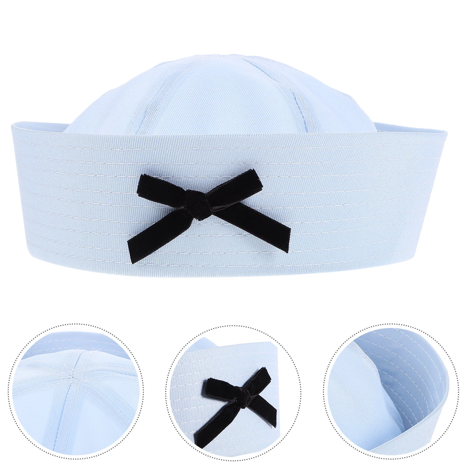

1pc Sailor Hat Bowknot Cap for Women Blue Color 58cm Size Korean Version Breathable Fabric Boat Hats Cosplay Accessories