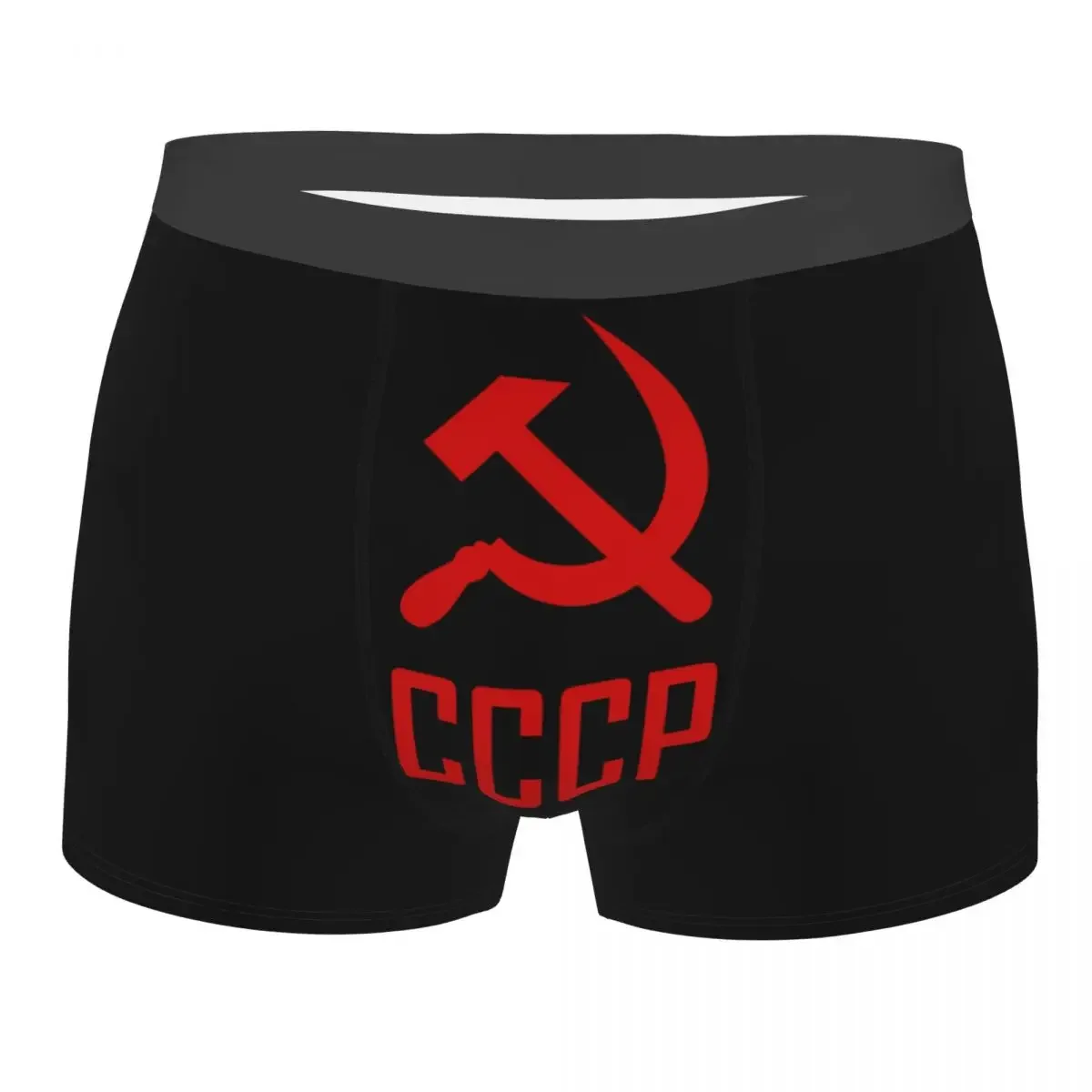 Men CCCP Soviet Union Boxer Briefs Shorts Panties Mid Waist Underwear Russia Army Male Sexy Underpants