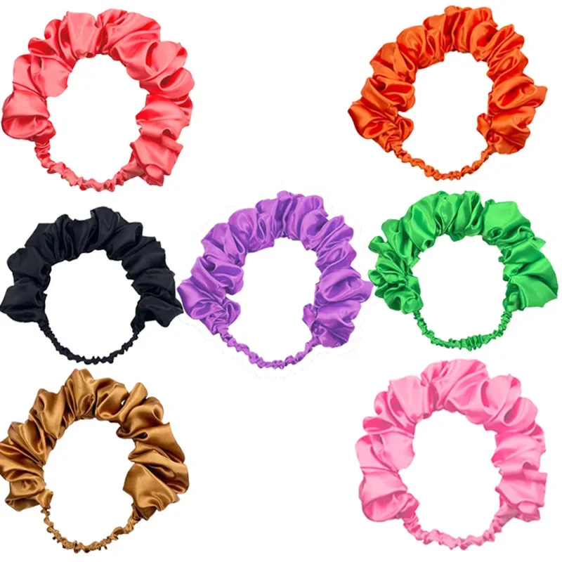 12pcs Solid Color Stretch Wrinkle Fold Elasticity Adjustable Headband for Women Makeup  Tie Travel Hair Accessories Halloween