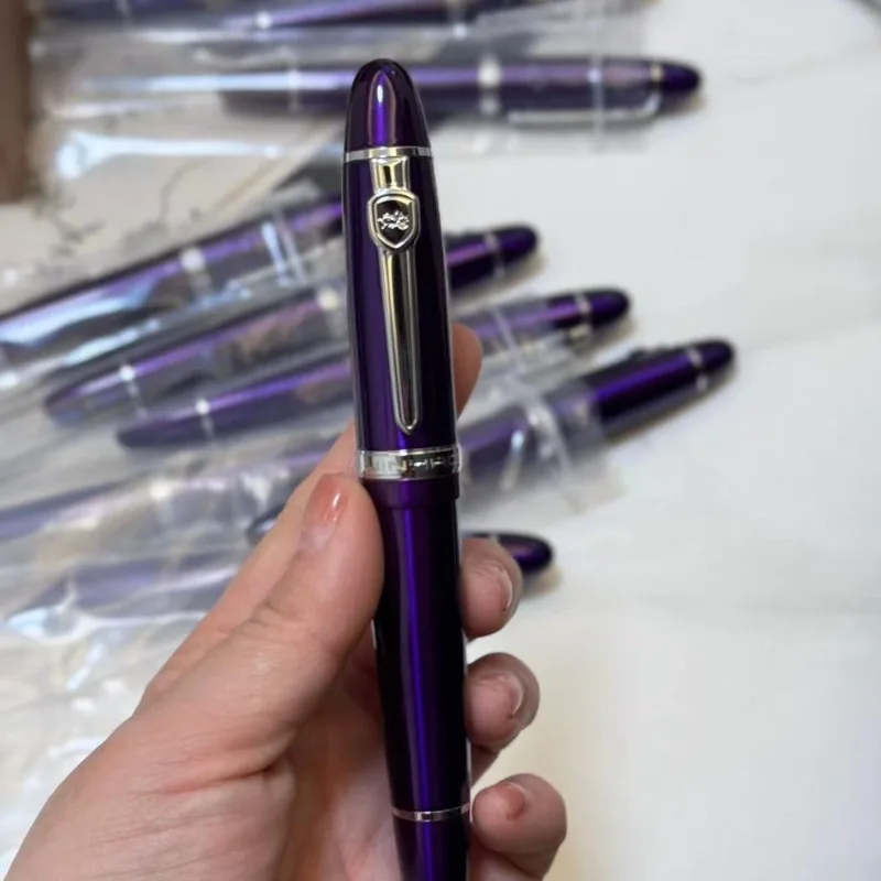 High End Atmospheric Authentic Fountain Pen with Gold Luxury Fish Scales Hand Polished Pen Tip Purple Rotating High-end Bead Pen