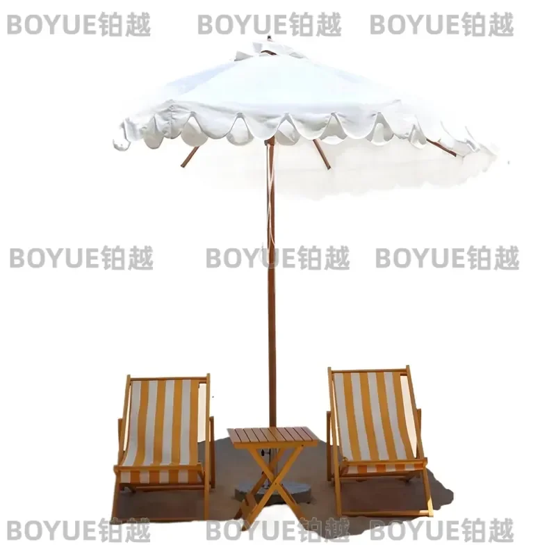 Large Wave Edge Outdoor Parasol for Garden Patio Terrace Central Column Sunshade Umbrella for Courtyard Leisure Shade