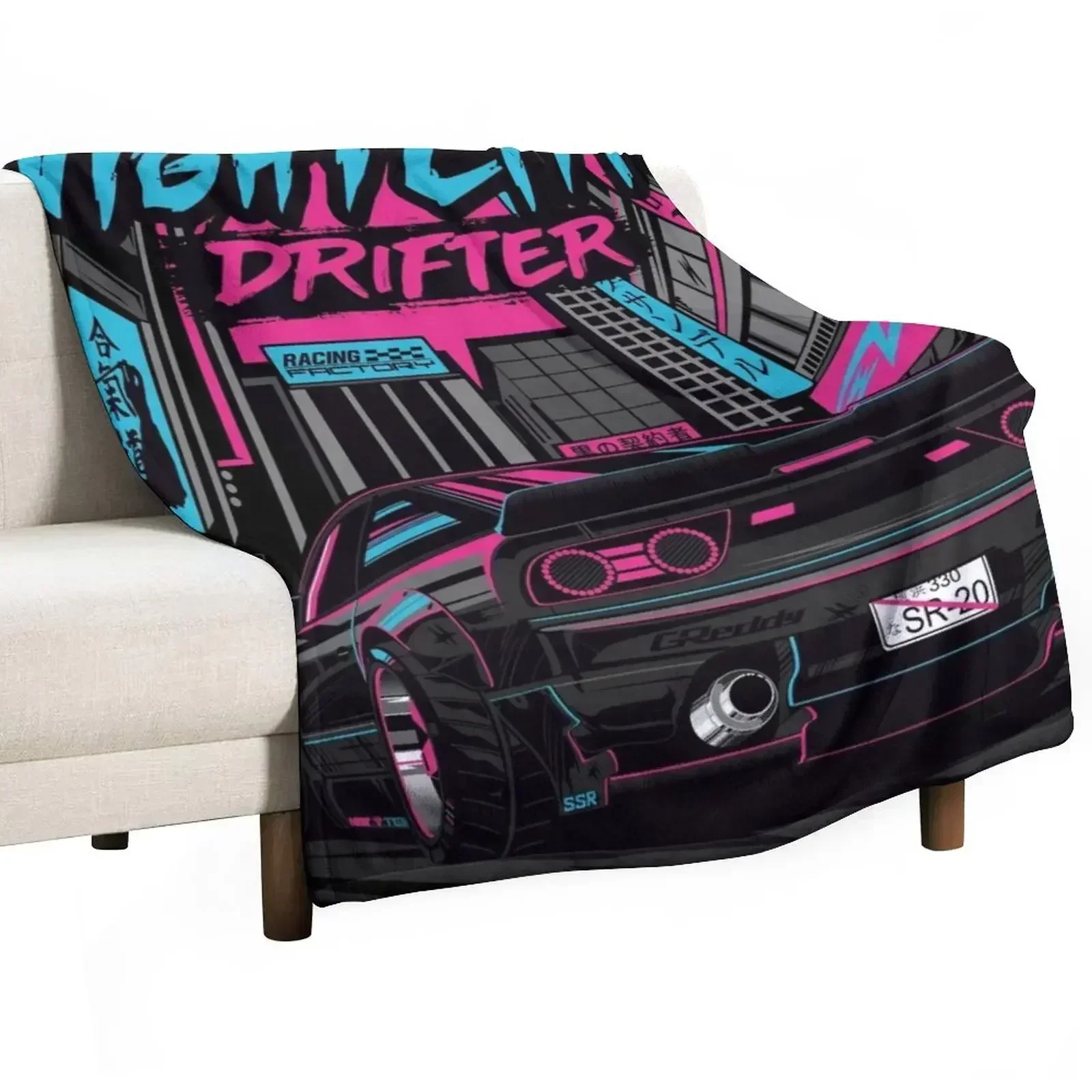 240sx - Night City Drifter Throw Blanket decorative Comforter anime Blankets