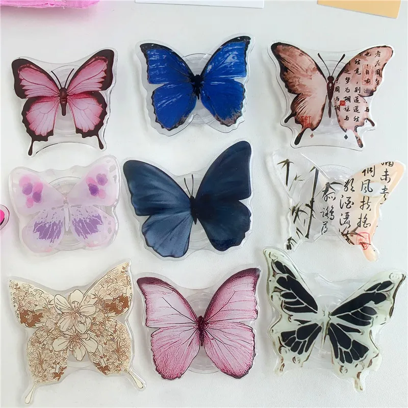 Antique Style Butterfly Mobile Phone Holder Stand Cell Phone Bracket Grip For IPhone 14 15 Samsung Huawei Foldable Hoder