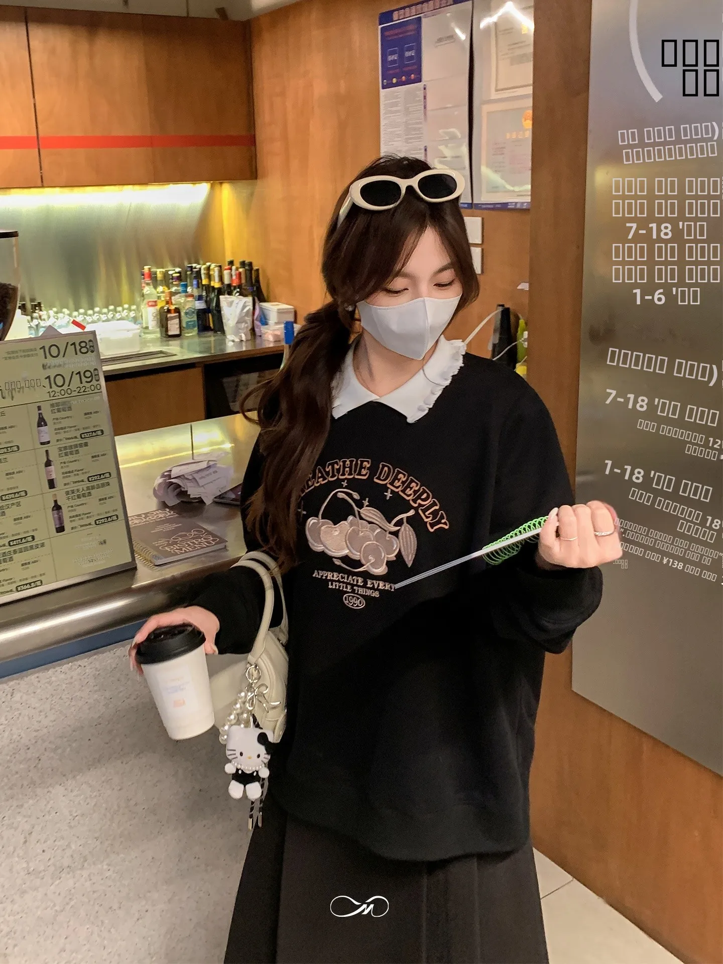 

Свободный крой с вышивкой Fce для женщин больших размеров с рюшами на воротнике и цветным дизайном, повседневный зимний топ