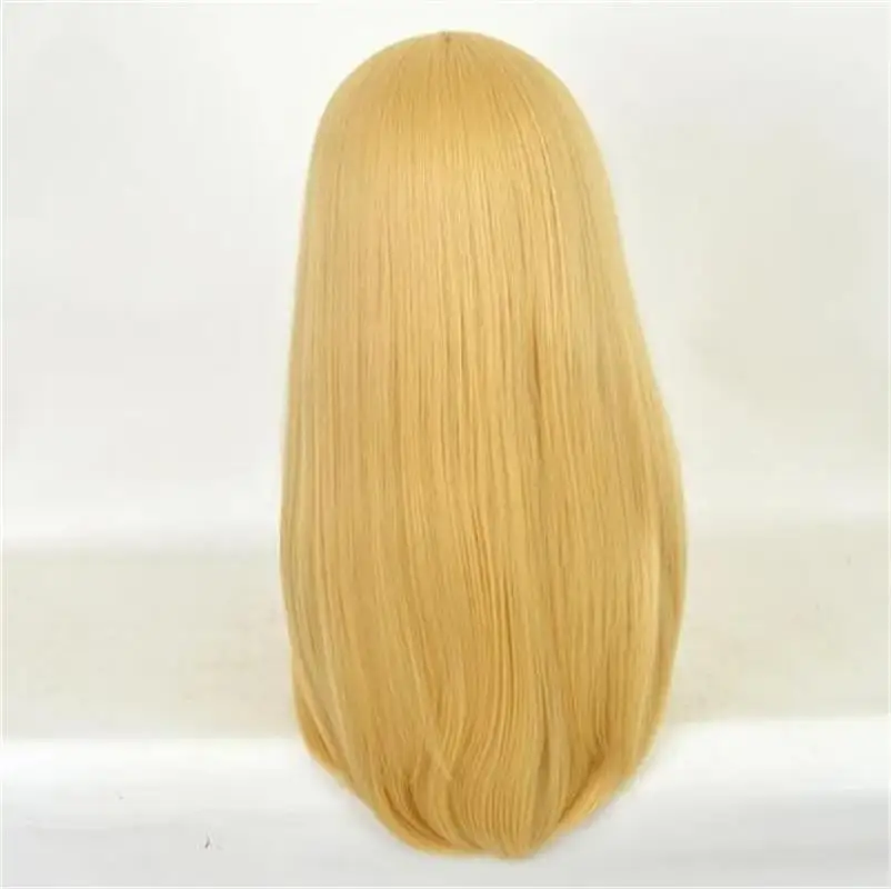 Anxin Brand Synthetic Fiber Wig: Deep Yellow Long Straight Hair Style, with Soft and Fluffy Strands, Comes with a Black Bow Headband, Suitable for Women's Party Looks