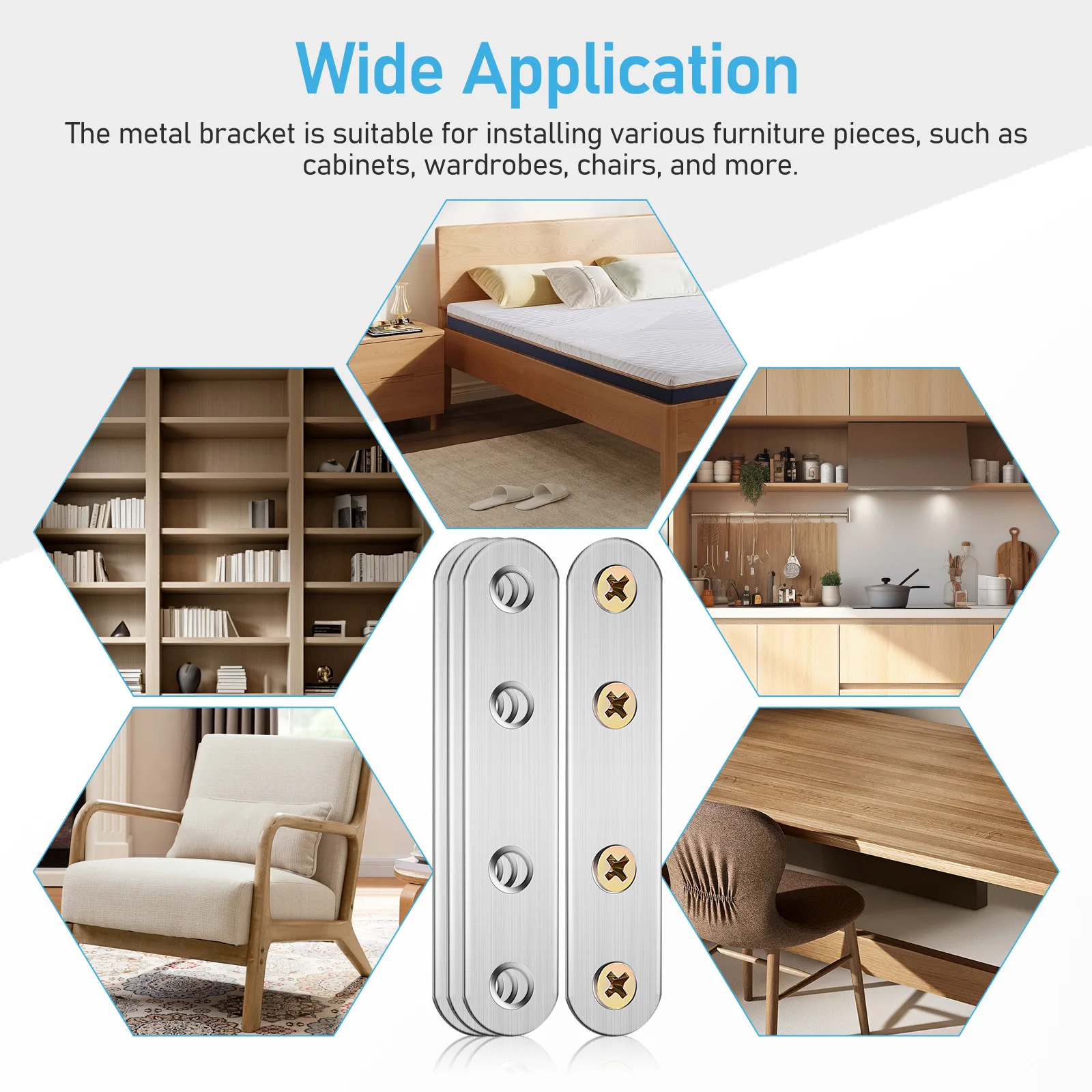 14Pcs Stainless Steel Corner Code Hardware Brackets for General Use Mending Braces Wood Straight Film Plate Fixing Plates Flat