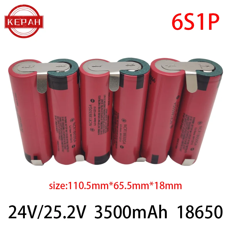 Customized NCR18650GA battery 2s1p 3s1p 4s1p 5s1p 5S2P 6s1p 3.7V-25.2V 3500mAh 30A screwdriver electric drill Li-lon battery