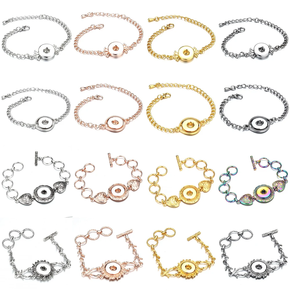 New Snap Jewelry Snap Button Bracelet Bangle for Women Fit 18mm Snap Button Charms Interchangeable DIY Bracelet