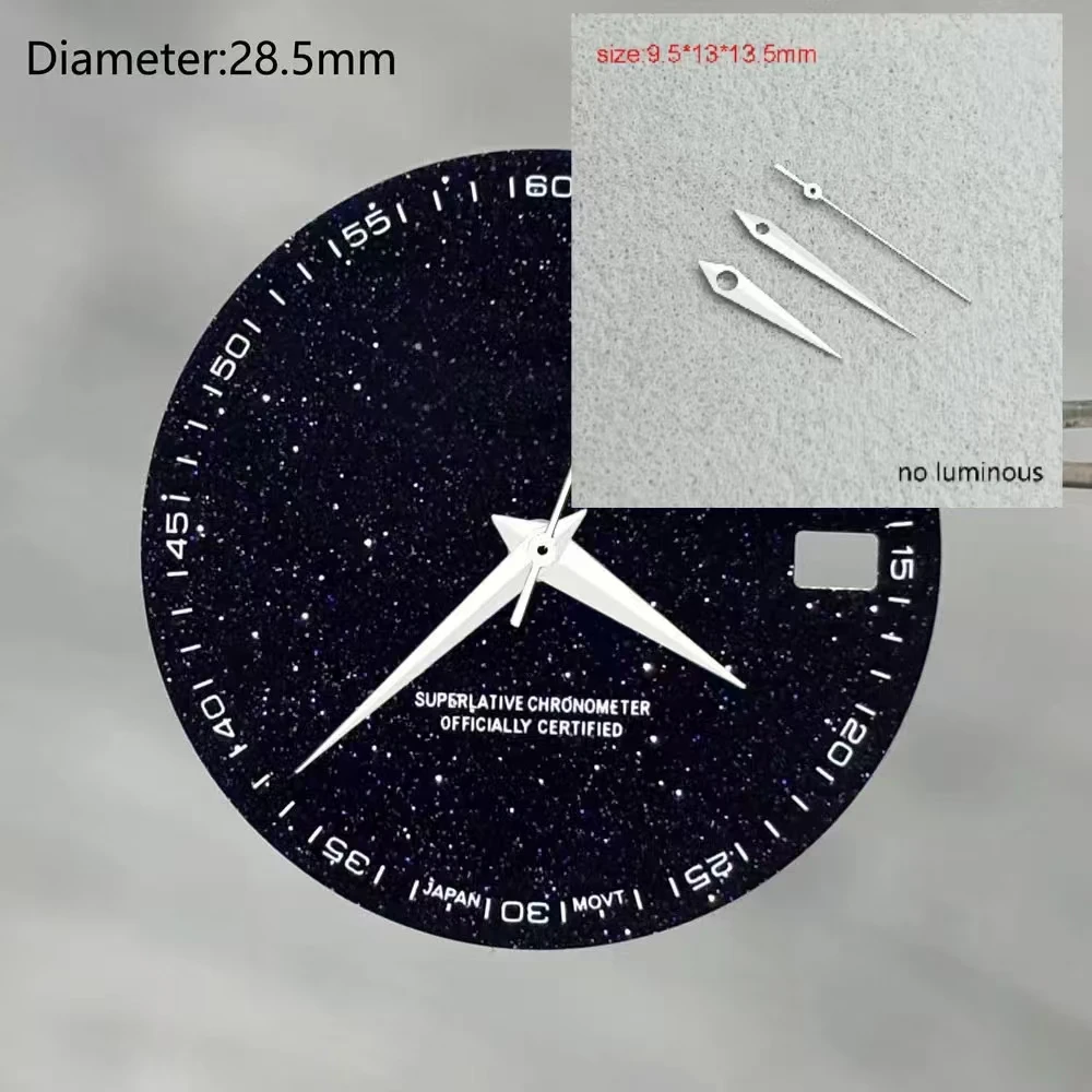 NH35 S Logo Dial 28.5mm Starry Sky Stone Dial for NH35 Movement Sparkling Blue-Gold Star Dial NH35 Date_Just Modification Parts