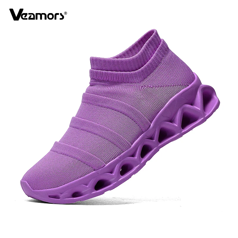 Fashion Slip-on Sock Shoes Women Knitted Running Sports Shoes Light Elastic Casual Sneakers Ladies Breathable Walking Shoes
