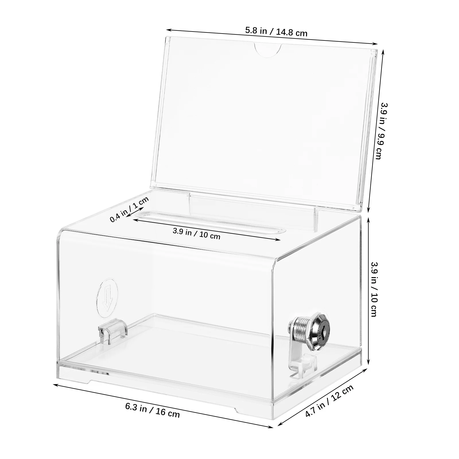 Acrylic Voting Box Clear Secure Lock For Ballot Donation Raffle Tickets Collection Fundraising Suggestion Box