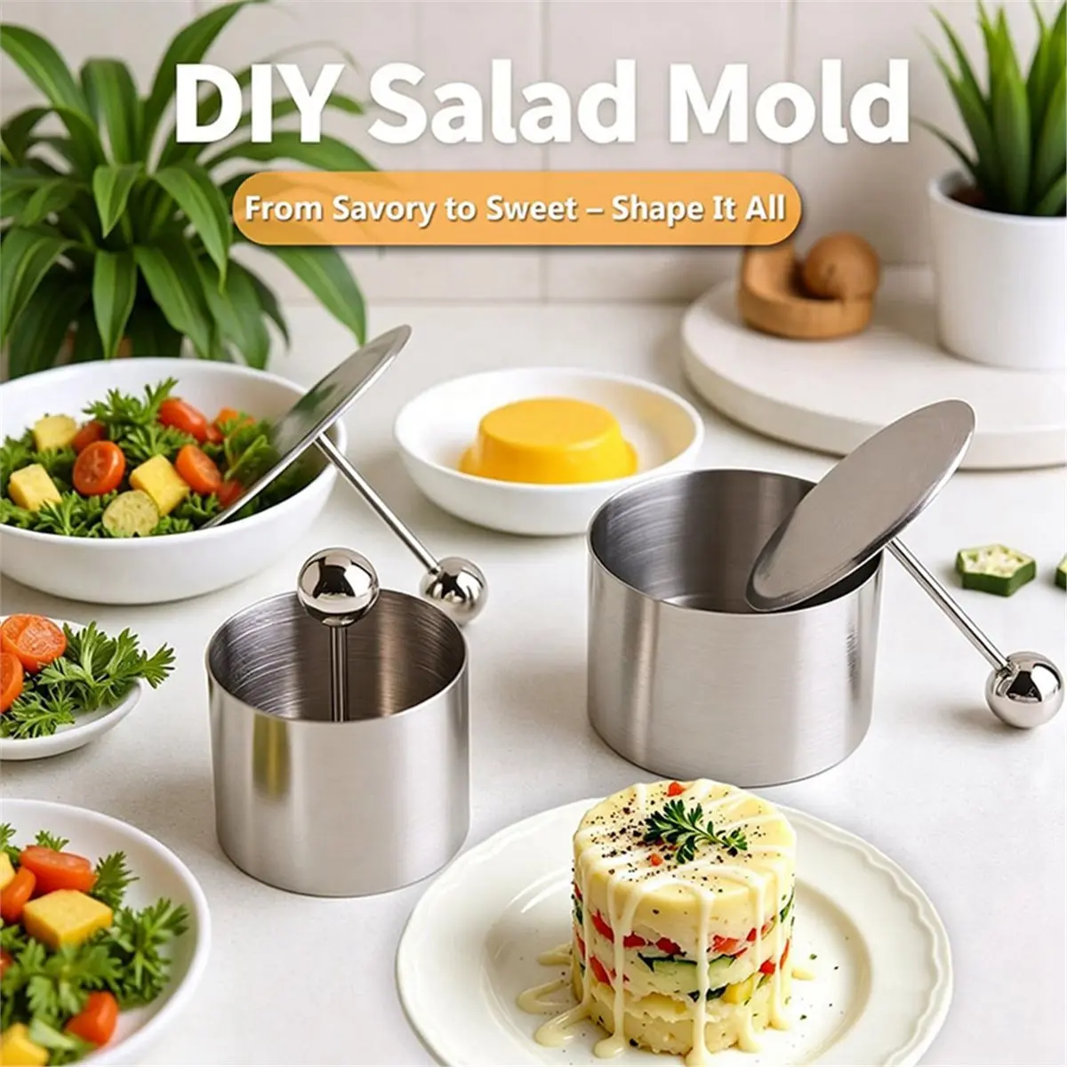 Round Food Molds,Pastry Rings for Plating,Detachable & Easy-Clean, Ideal for Mousse, Patties, and Steak Tartare Plating.
