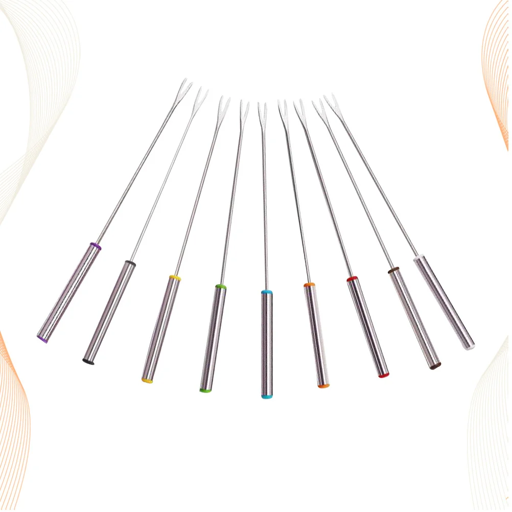 

9 шт. вилки для барбекю из нержавеющей стали, прочная теплоизоляционная противоожоговая гладкая ручка для кемпинга, гриля на заднем дворе