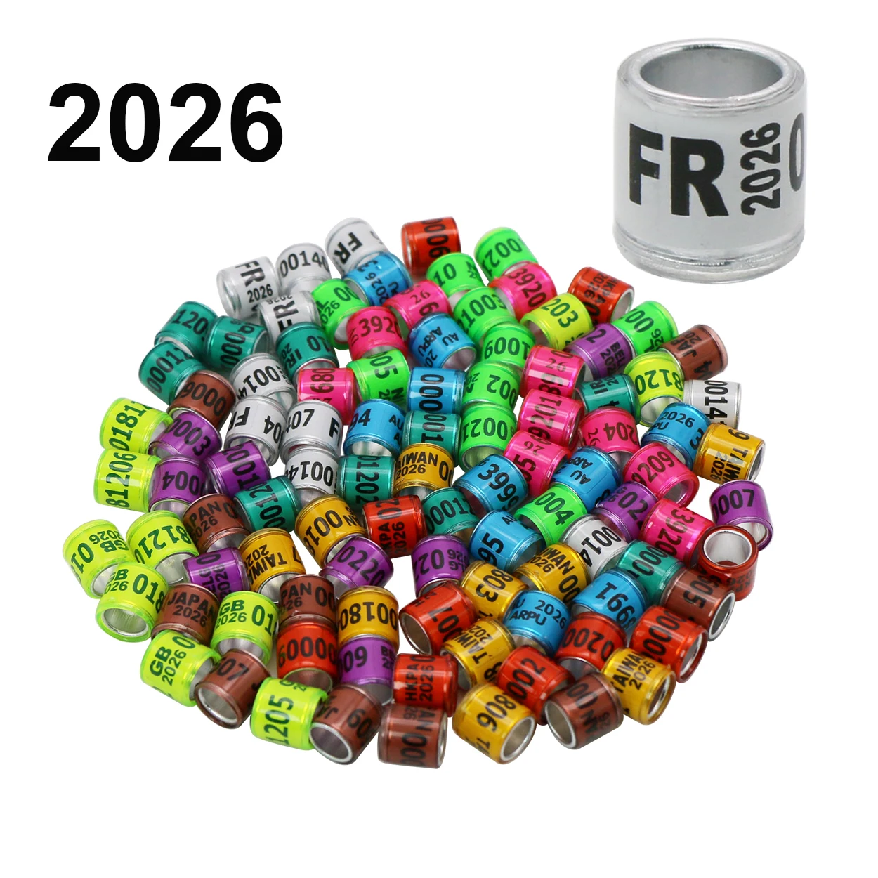 100 قطعة 2026 حمامة القدم الدائري ID 8 مللي متر مع أرقام الألومنيوم البلاستيك سباق حمامة التدريب في الهواء الطلق بمناسبة الدائري