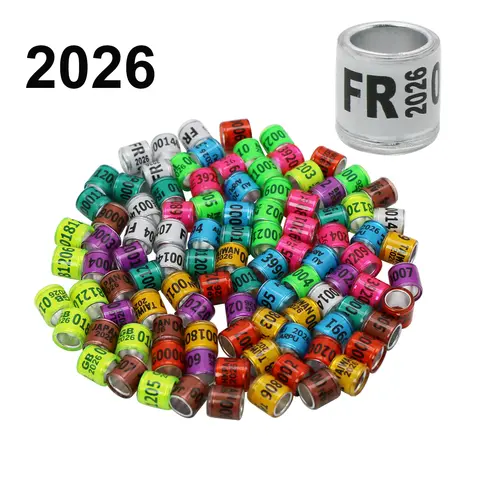 100Pcs 2026 Pigeon Foot Ring ID 8mm With Numbers Aluminum Plastic Racing Pigeon Outdoor Training Marking Ring