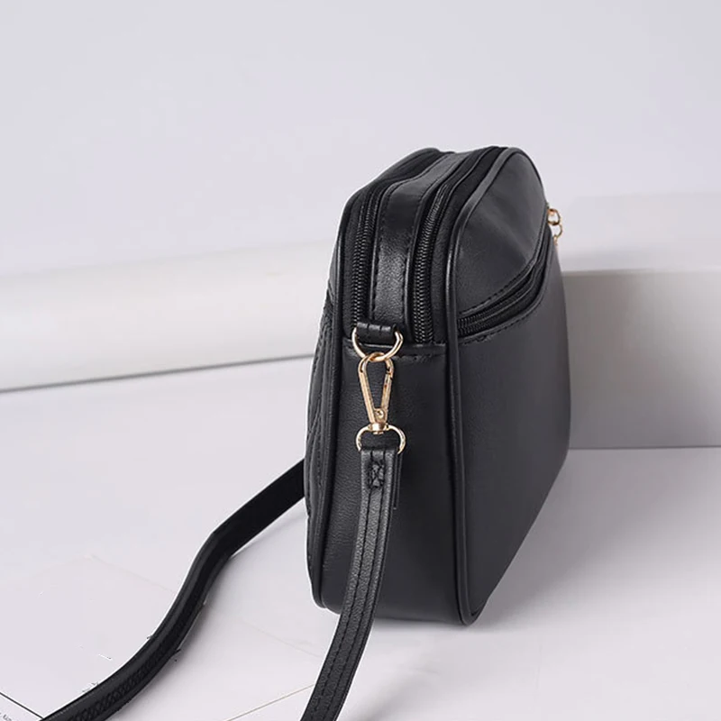 Trzy zamki torba Crossbody o dużej pojemności nowa modna i prosta monochromatyczna torba na aparat z haftowaną falą w kształcie rombu