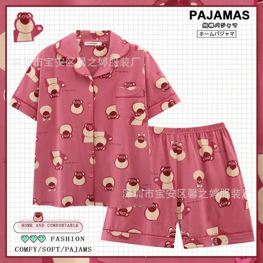 Hello Kitty Anime Summer Pajama Suit Sanrio Kawaii Cinnamoroll Kuromi Women Short Sleeve T-Shirt Shorts Homewear Girls Student