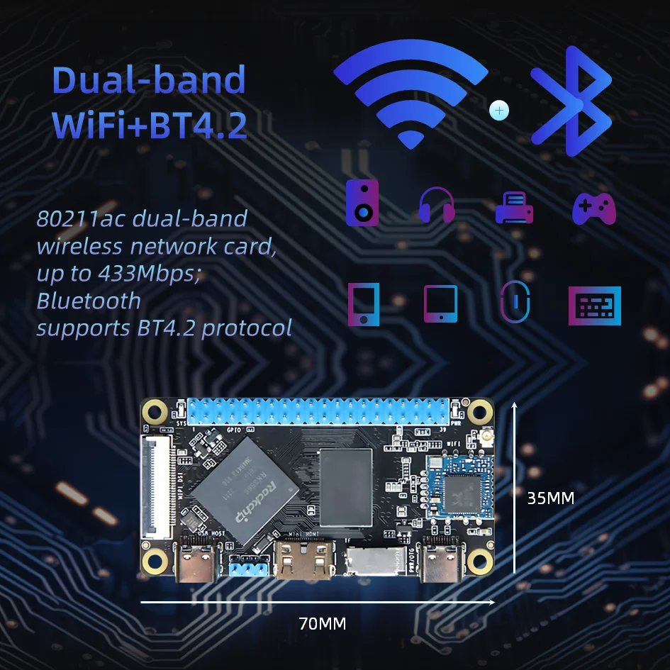 RK3566 Одноплатный компьютер Dual Wi-Fi BT4.2 40-контактный рабочий Android 11 Ubuntu Linux Материнская плата Мини-ПК DIY Обучающая плата Бесплатная SDK