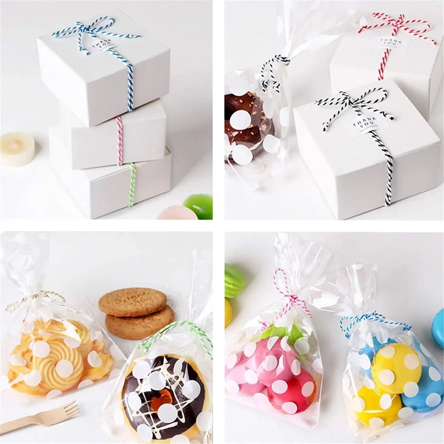 100M/Roll Cotton Bakers Twine String Cord Rope Two-color Craft Twine Home Textile Gift Packaging Christmas Wedding Decor
