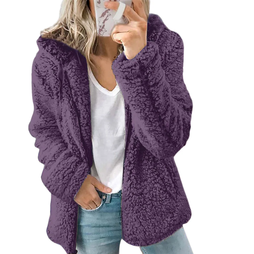 New Women's Hooded Woolen Top Jacket