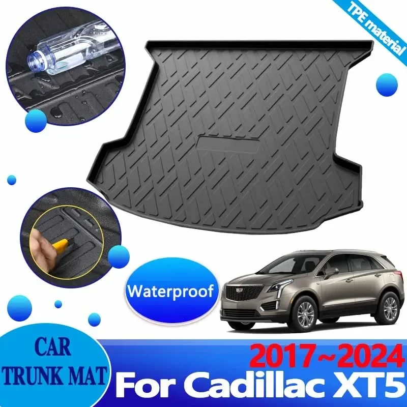 

Car Trunk Floor Mats for Cadillac XT5 2023 Accessories 2017~2024 Waterproof Carpet Protector Luggage Upholstered TPE Storage Pad