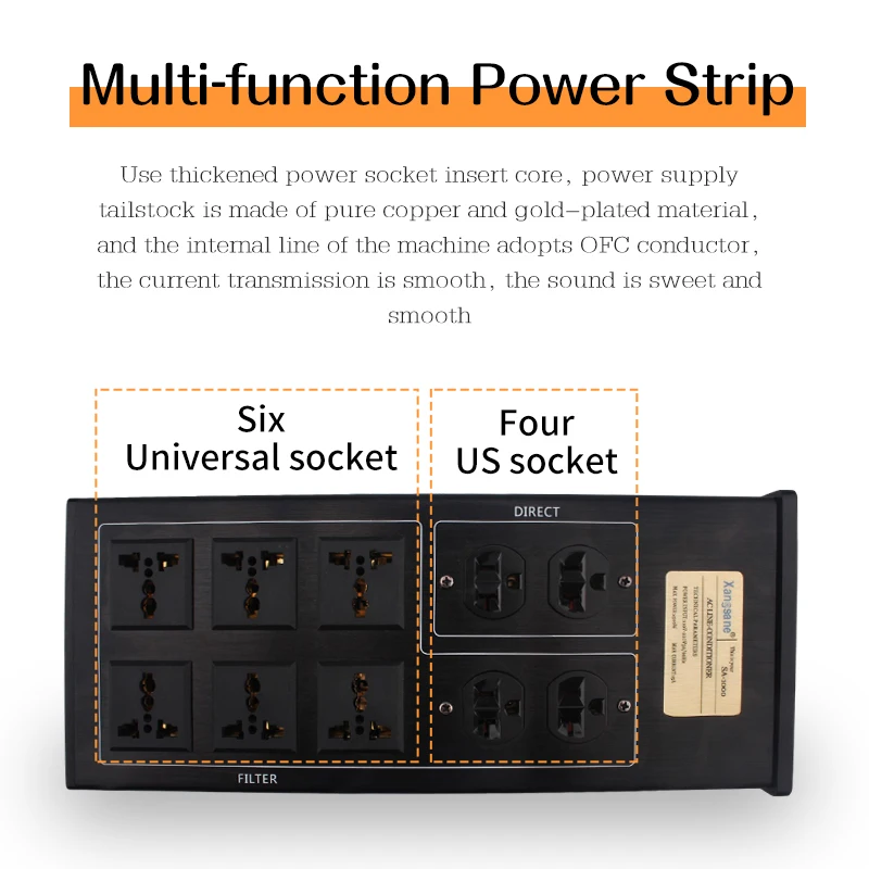 US/Universal Power Filter Capacitor Lightning Shock Absorber Smart Hifi Power Socket Power outlet