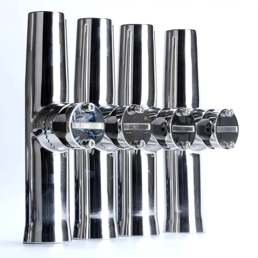 

4Pcs Fishing Rod Holder, Stainless Steel Rail Mount Fishing Pole Holders, Tournament Style Clamp on Rod Holder for Rails 1 to 11
