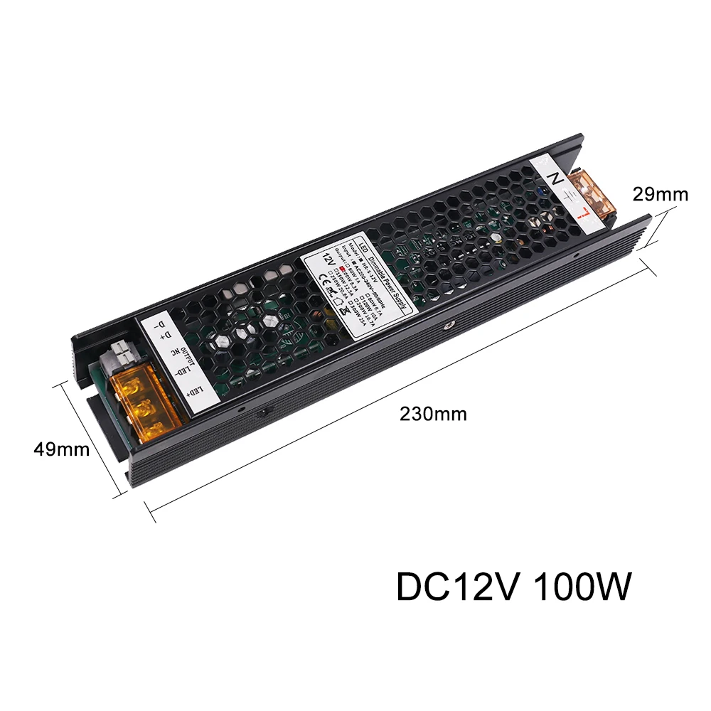 Alimentatore Driver LED dimmerabile AC 200V-240V a DC 12 V 24V 60W 100W 150W 200W 250W trasformatori di illuminazione