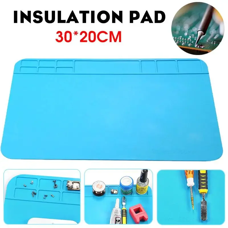 

Multifunctional 30x20cm Heat Insulation Silicone Soldering Pad Mat Desk Maintenance Platform For Repair Station Without Magnetic