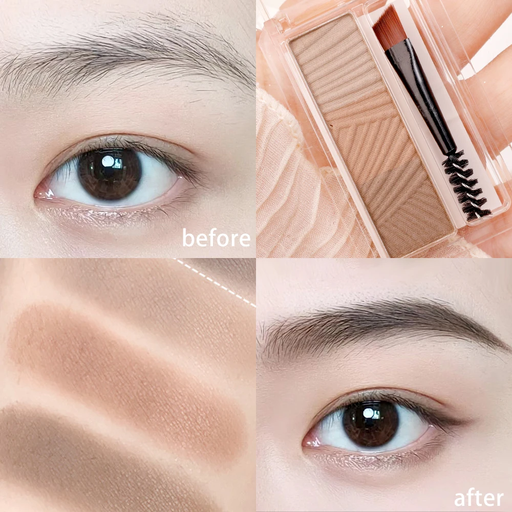 Waterproof Eyebrow Eyeliner Powder Palette Makeup Lasting Matte Eyebrow Enhancer Natural Lasting Eye Shadow with Brush Cosmetics