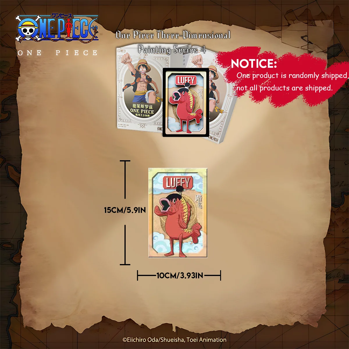 1 pz. Blind Box Ufficiale ONE PIECE Serie 4 Pannelli Artistici 3D - Contiene Design Edizione Nascosta - Oggetto da Collezione e Regalo