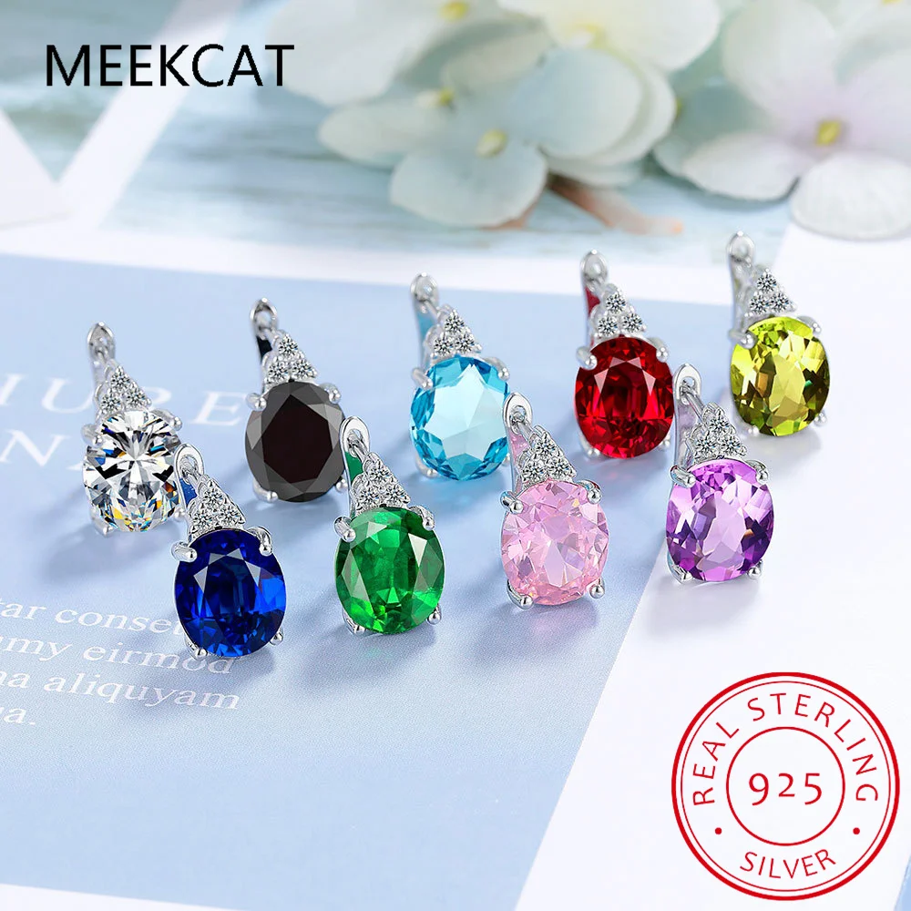 Oval Genuine Natural Green Peridot 925 Sterling Silver Hoop Earrings for Women Fashion Statement Gemstone Earrings