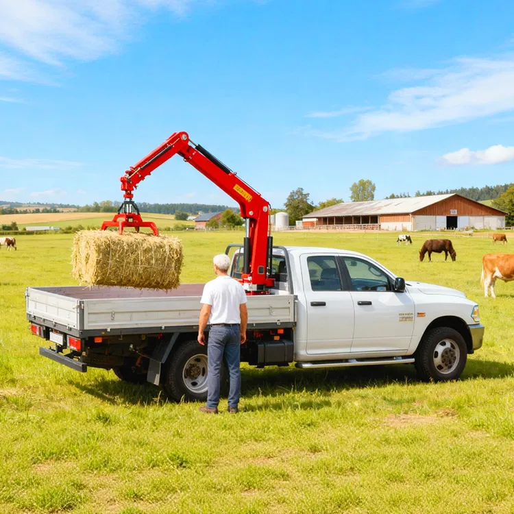 Factory Priced Mini Pickup Truck Crane 1 Ton 2 Ton 3 Ton With Cable Winch For Sale