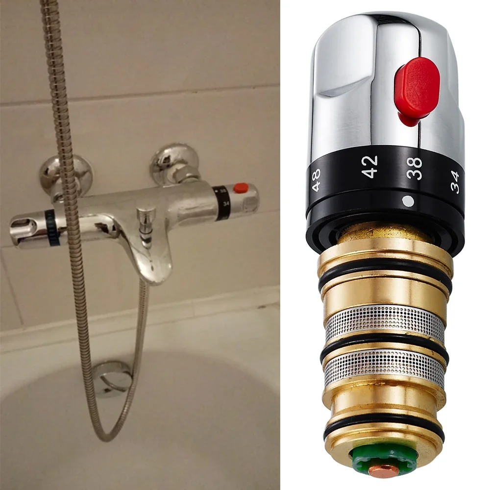 For Bath Mixer Tap New Brass Thermostatic Mixing Valve Replacement Chrome Modern Constant Temperature Anti Scald Cartridge Valve