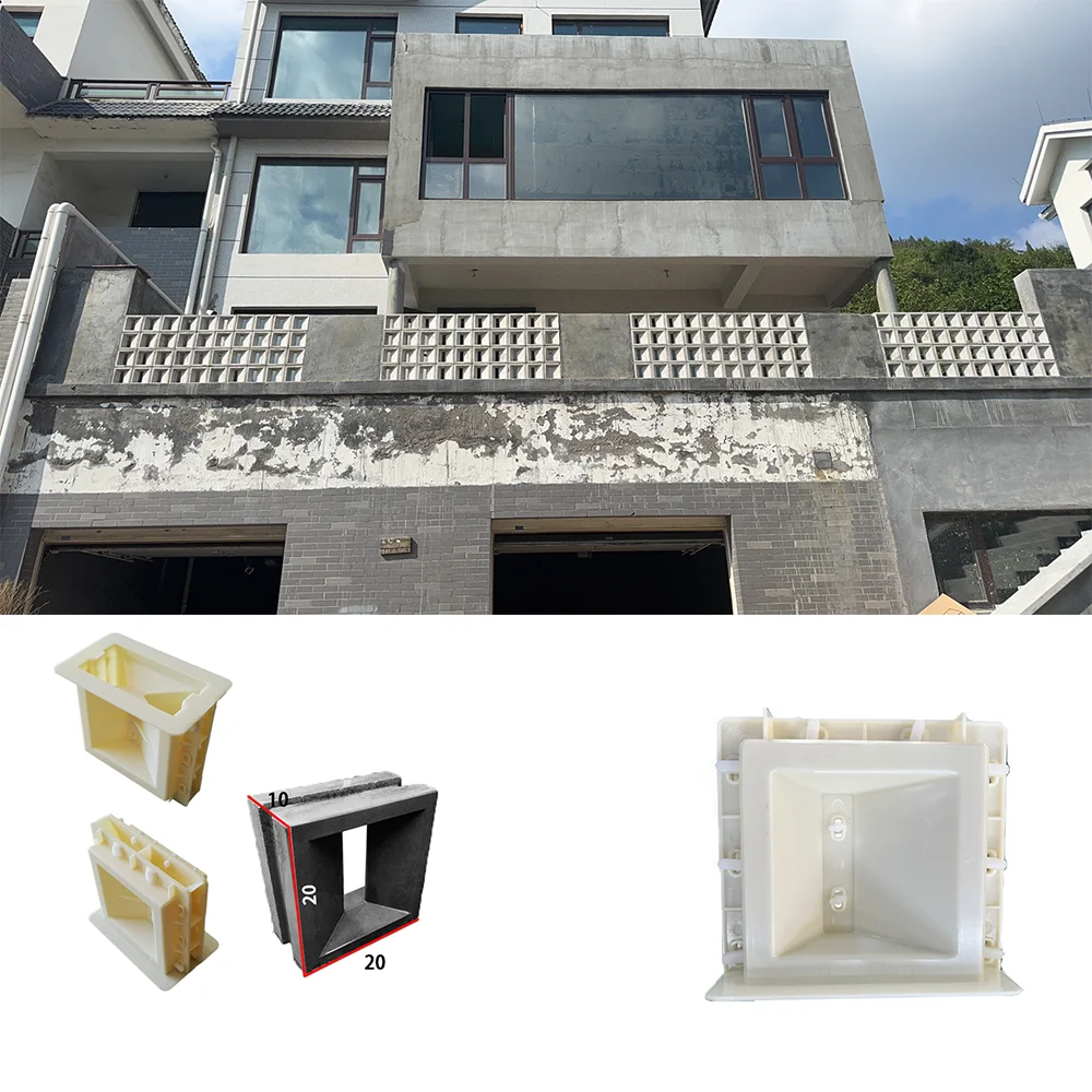 

20X20X10 см двухсторонняя полая форма для цементного кирпича, пресс-бетонная композитная форма, декоративная стена три в одном