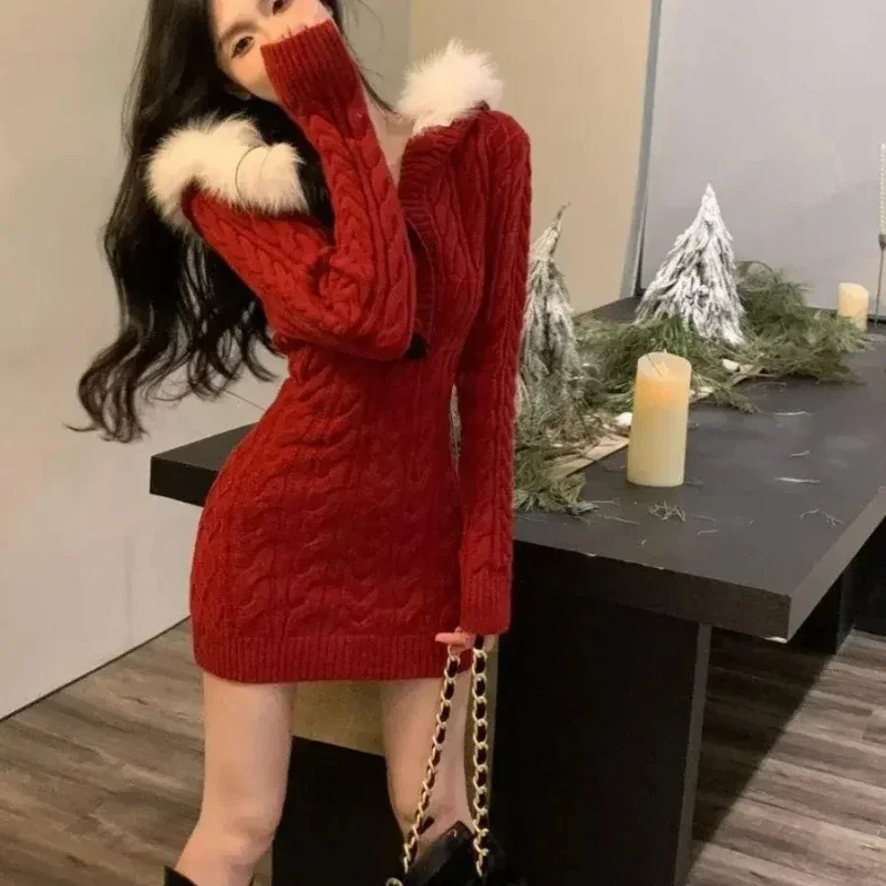 Bodycon Hood Woman Knitted Dress Korean Style Crochet Dresses for Women Fashion Summer 2025 Loose X Elegant and Beautiful Curvy