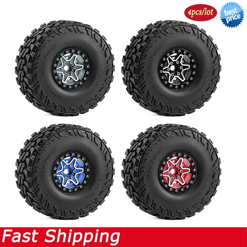 1.9 Inch Aluminium Beadlock Wheel and Tires For 1/10 Traxxas TRX4 TRX6 RC4WD SCX10 II III 90046 D90 D110 RC Crawler