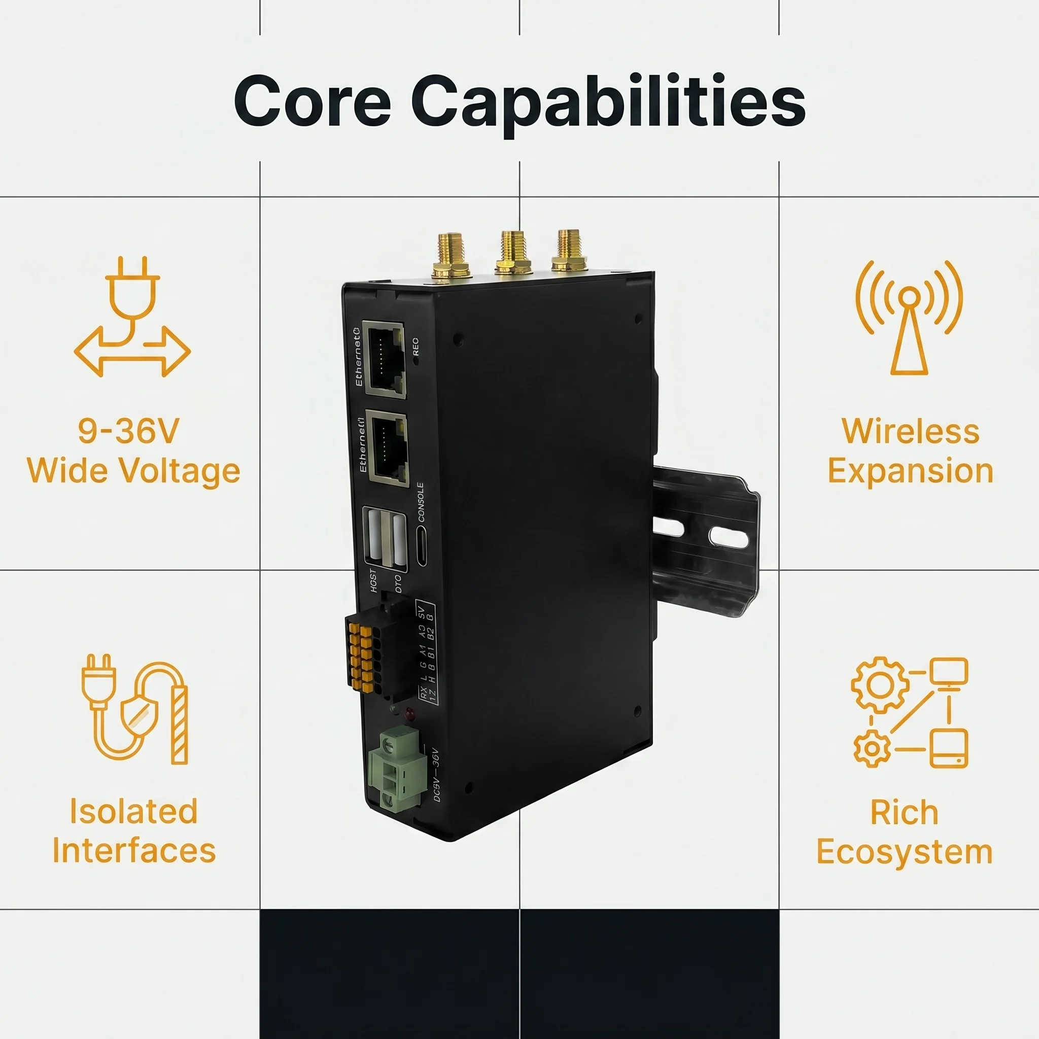 TM-CP2B Ubuntu24.04 오픈소스 4G-LTE Modbus TCP/IP RS485 CANFD GPIO 이더넷 DIN 레일 IoT 산업용 게이트웨이 (…