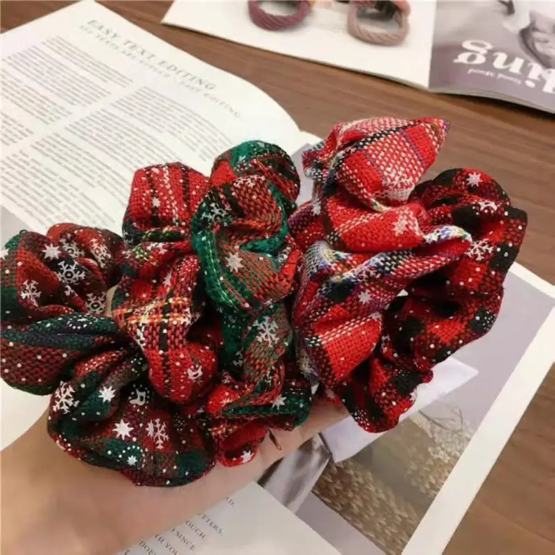 New Christmas Hair Rope Fashion Vintage Simple Hair Accessories Rubber Band Hair Band Red Green Hair Ring Scrunchies Hair Hoop