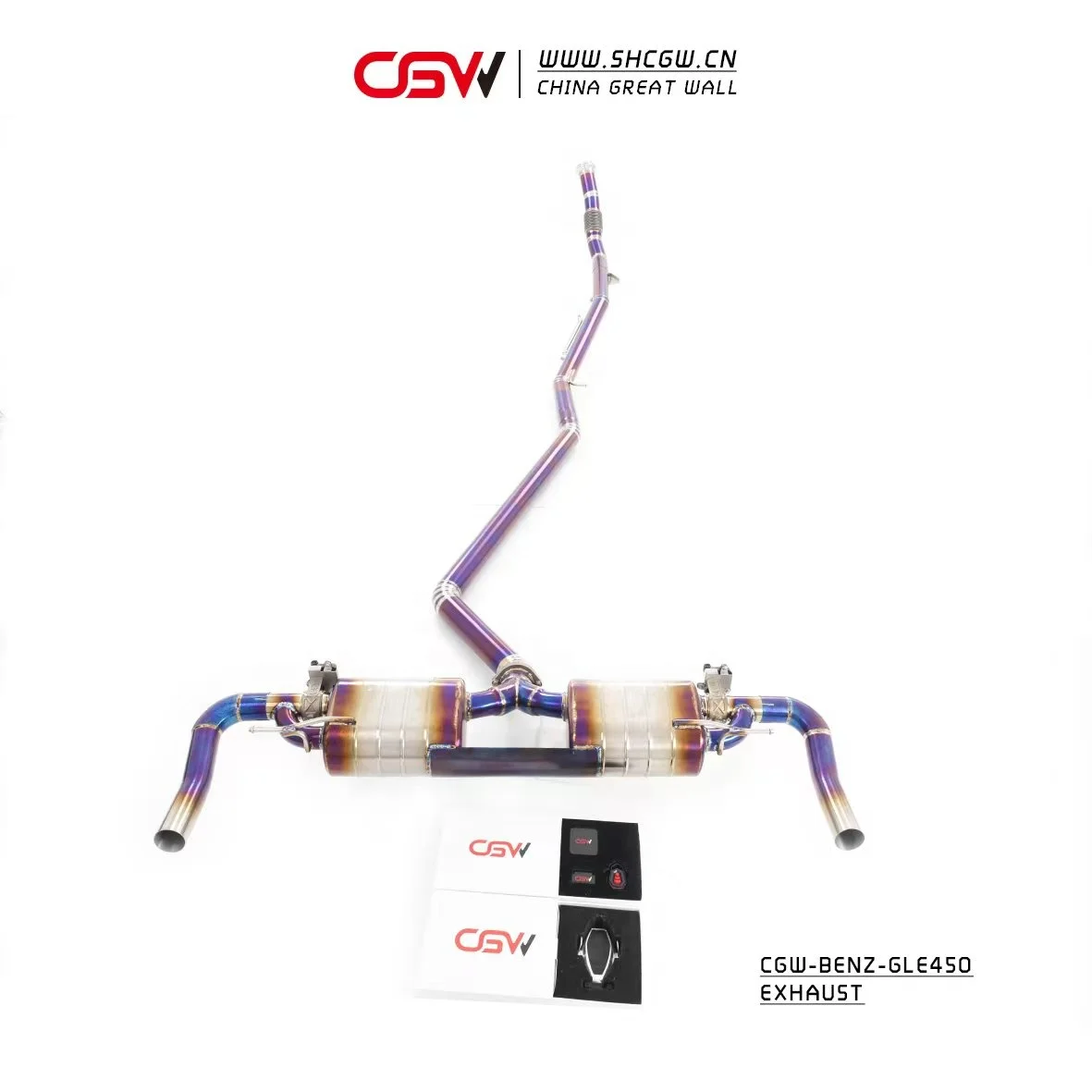Active Sound Exhaust Muffler Catback with Valves for  GLE 450 2.5TTitanium Blue Burnt