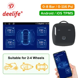 Deelife Android iOS TPMS Bluetooth Car Motorcycle Tire Pressure Monitoring System for Car Moto Bike Bicycle Tricycle