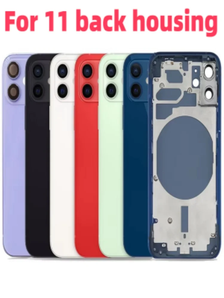 Back housing For iphone 11 Battery Back Cover Rear Door Middle Chassis Frame + SIM Tray Side Key Parts Housing Case