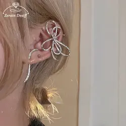 Fairy Earrings Ear Bone Clip Elf One Full Drill Three-dimensional Flower Personality Bow Ear Clip Women Accessories