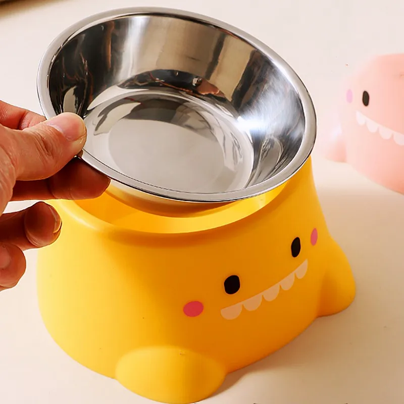 

Dog Bowl Stainless Steel Dogs Food Bowls Cute Single Bowl for Pet Feeding Drinking Neck Protector Cat Food Bowls Pet Feeders
