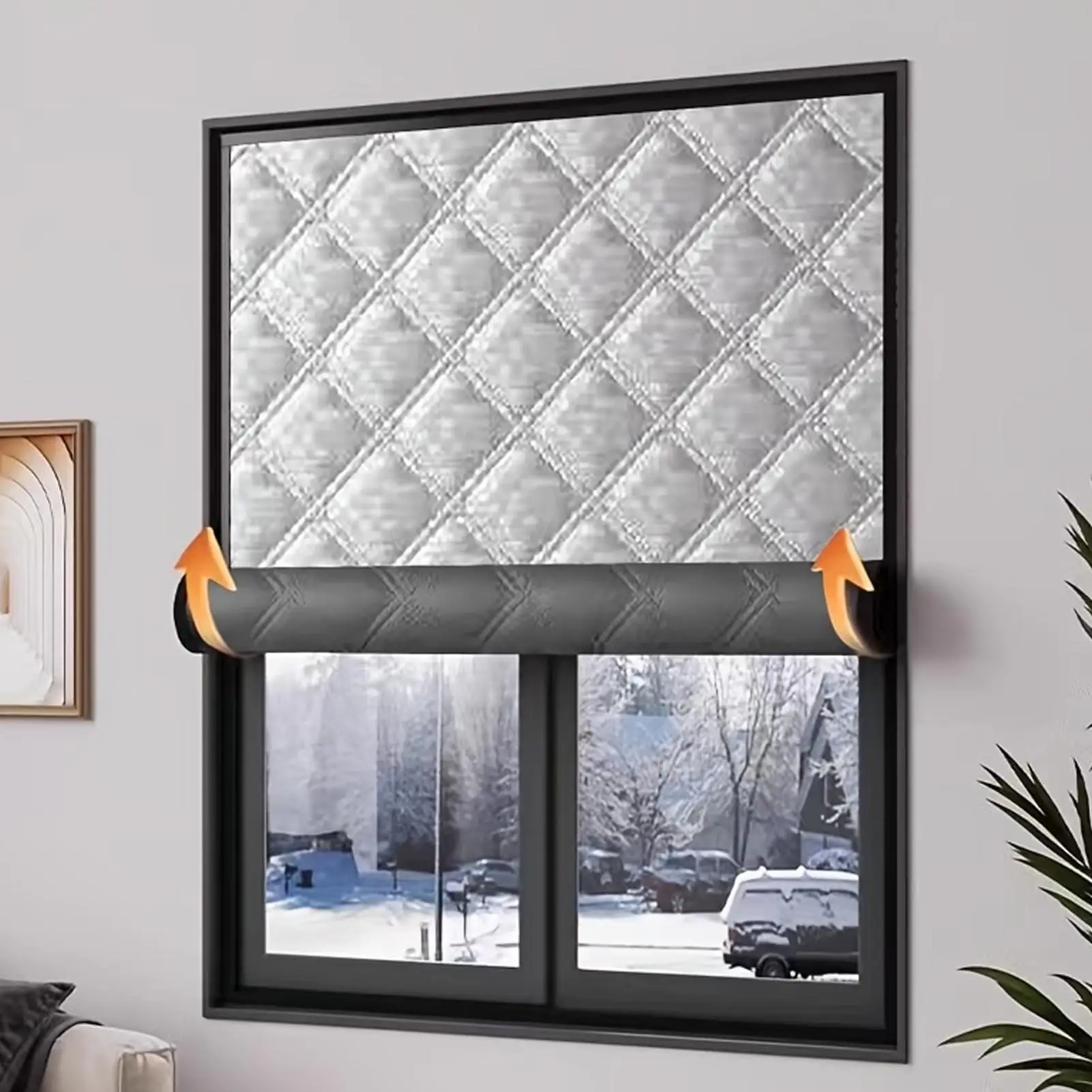 Thermal Window Curtain Double Thickened Warm Curtains Windproof Insulated Blackout Panel Silver Quilted Heat Curtain