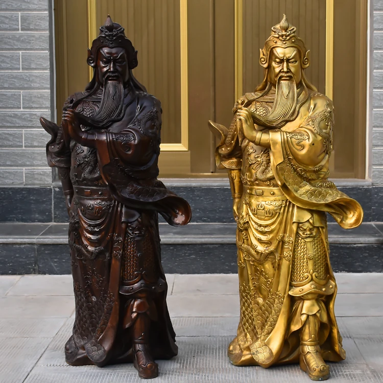 95CM huge #Lobby The entrance-hall shop efficacious  Money Drawing Martial god of wealth guan gong Guandi FENG SHUI brass statue