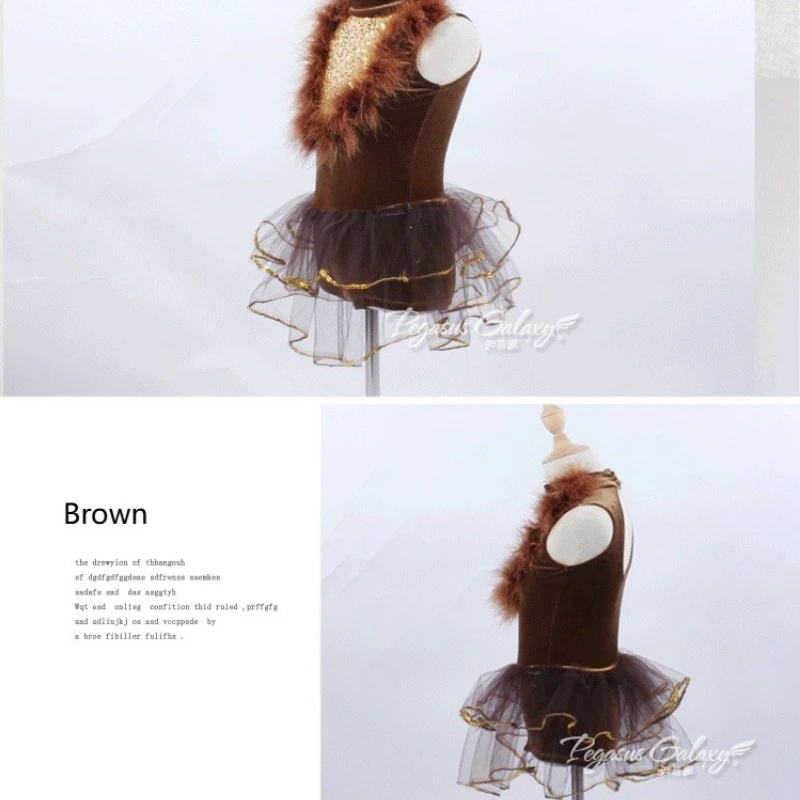 Abito da balletto per ragazza Donna senza maniche Performance sul palco Dancewear Bambini Spettacoli teatrali senza schienale Abiti Abbigliamento da ballo con piume per adulti