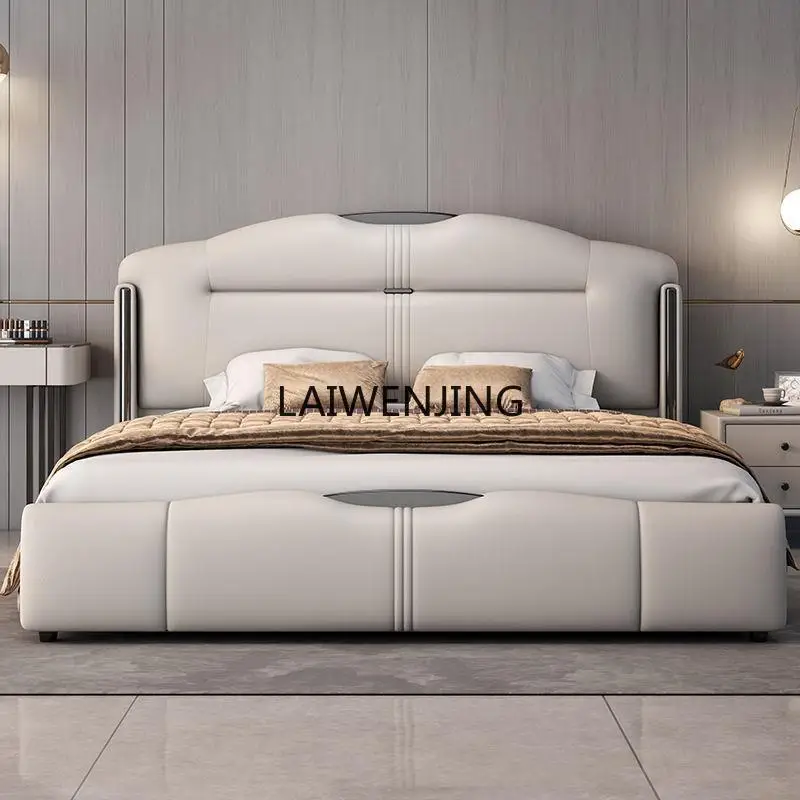 MJY leather light luxury simple bed double master bedroom marriage bed storage high-end leather soft bag bed